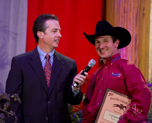 G R Carter, Jr accepts the award for 2012 AQHA Champion Jockey.